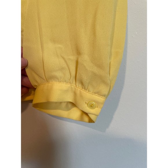 Sugarmint Womens Large Yellow Button Up Blouse V-Neck Long Sleeve Career Wear - Picture 4 of 8